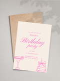 Pink Birthday Party Invitation Card